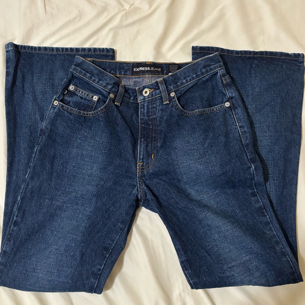 Express Men's Dark Blue Bootcut Jeans